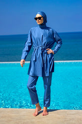 Andalus by Marina │ Modest Swimwear Set 3-Piece Blue - A2502-6